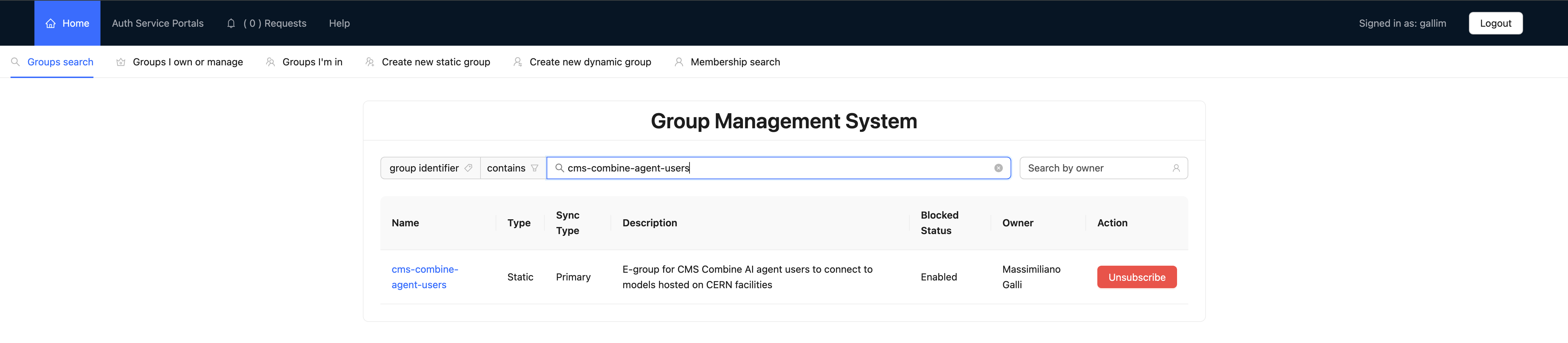 Subscribing to the cms-combine-agent-users e-group